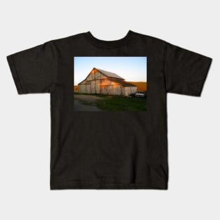 "Old Buddies". A Barn and a Ford Truck on Historic "B" Farm, Point Reyes, California Kids T-Shirt